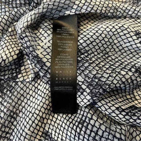 WHITE HOUSE BLACK MARKET Blue Semi-Sheer Snake Print Blouse - Picture 13 of 13
